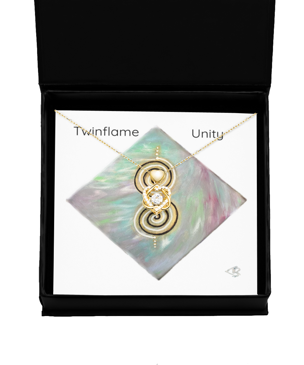 Twinflame unity Pendant, double spiral geometry, activated design, intention, Entwined circle, gift for her