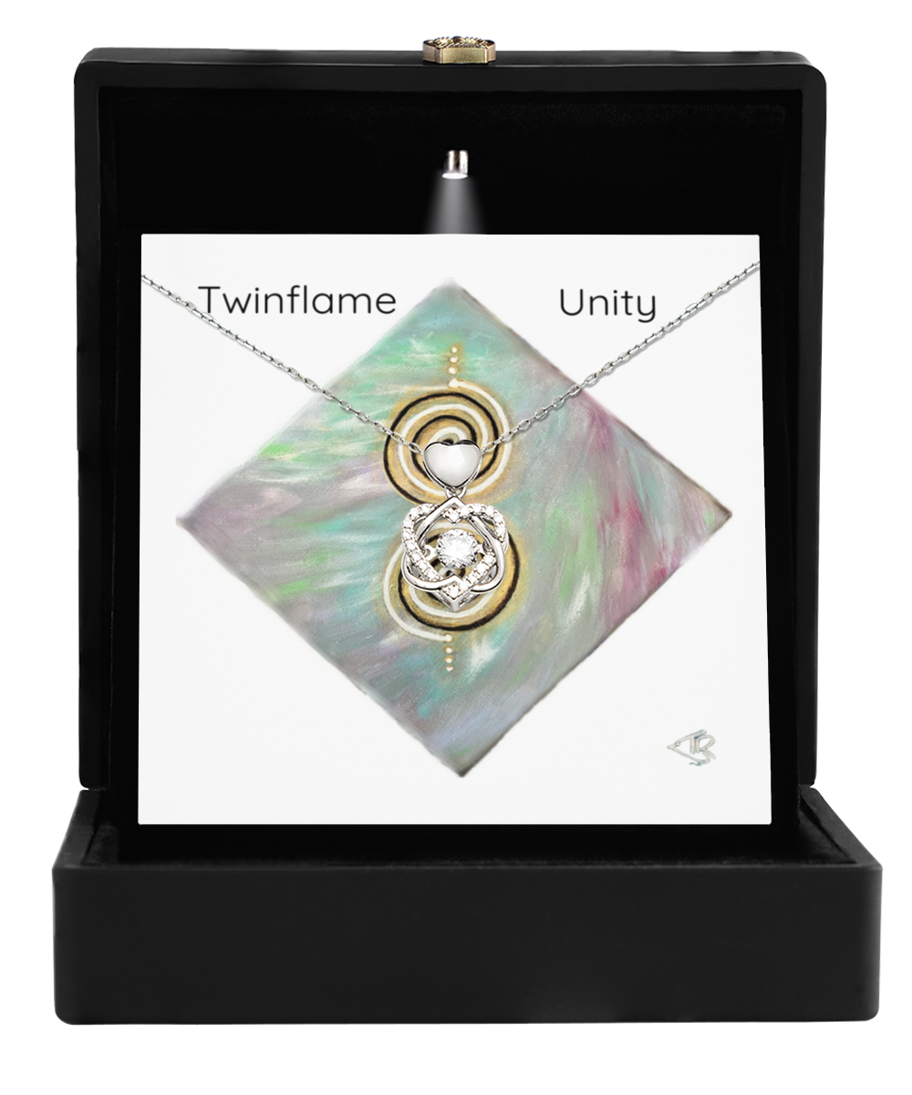 Twinflame unity Pendant, double spiral geometry, activated design, intention, Entwined circle, gift for her