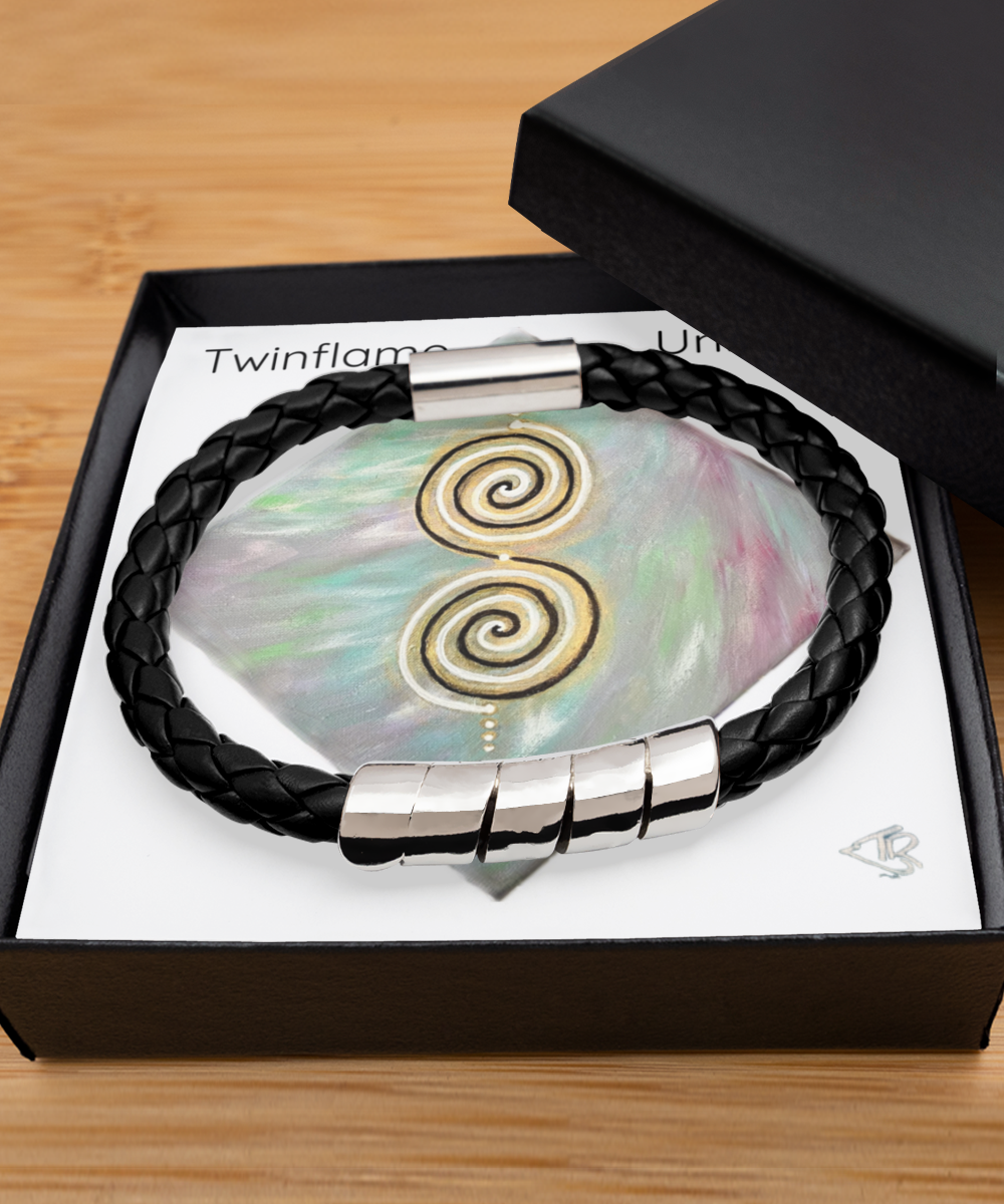 Twinflame unity intention bracelet, double spiral geometry, light activated design