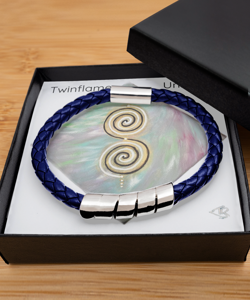 Twinflame unity intention bracelet, double spiral geometry, light activated design