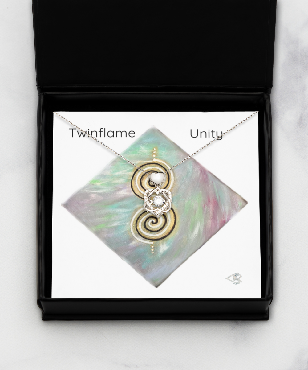 Twinflame unity Pendant, double spiral geometry, activated design, intention, Entwined circle, gift for her