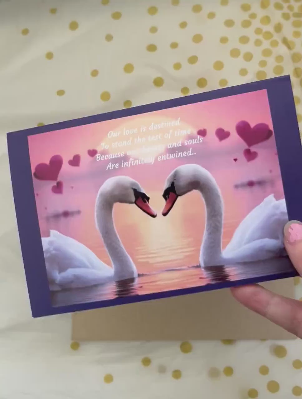 Lovers Greeting Cards (single), message to lover, blank inside, our love is destined to stand the test of time because our hearts and souls