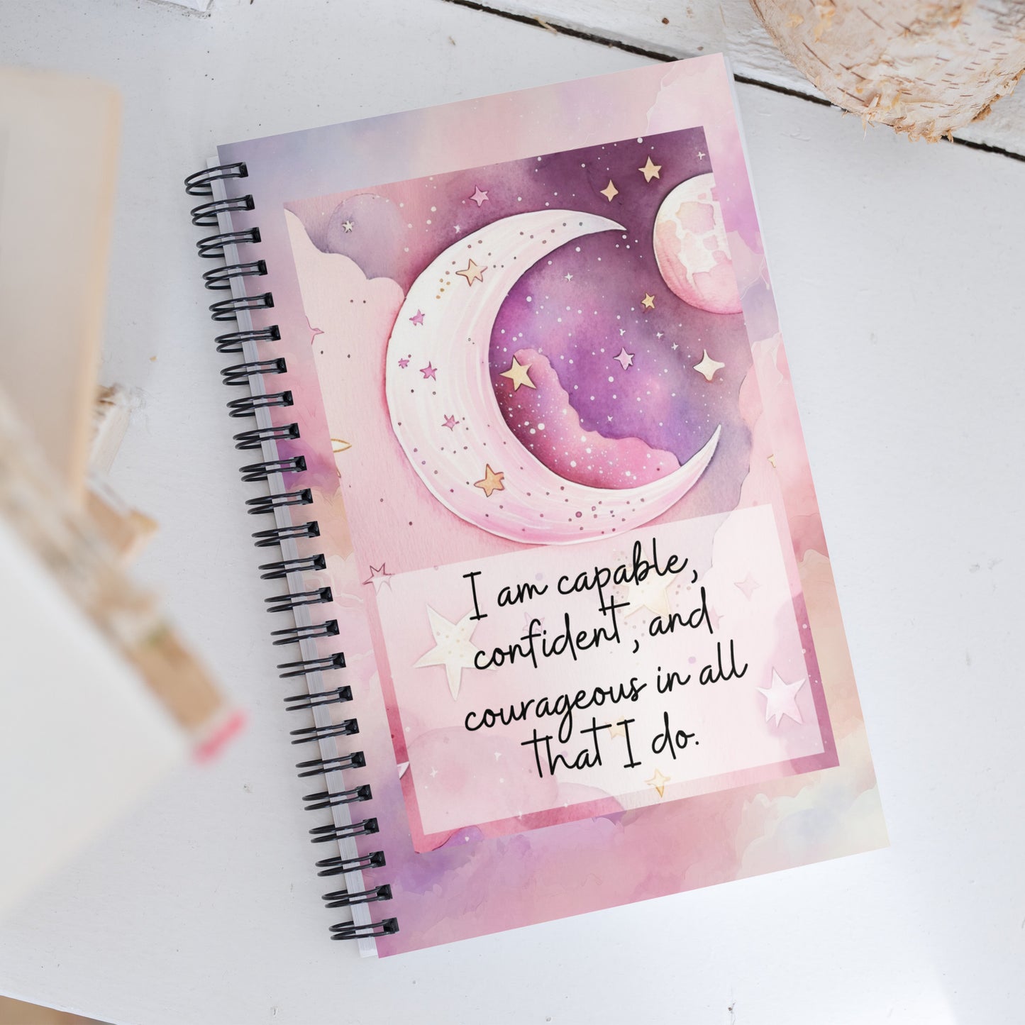 Positivity Affirmation Spiral notebook, I am capable, confident and courageous in all that I do, night, sky