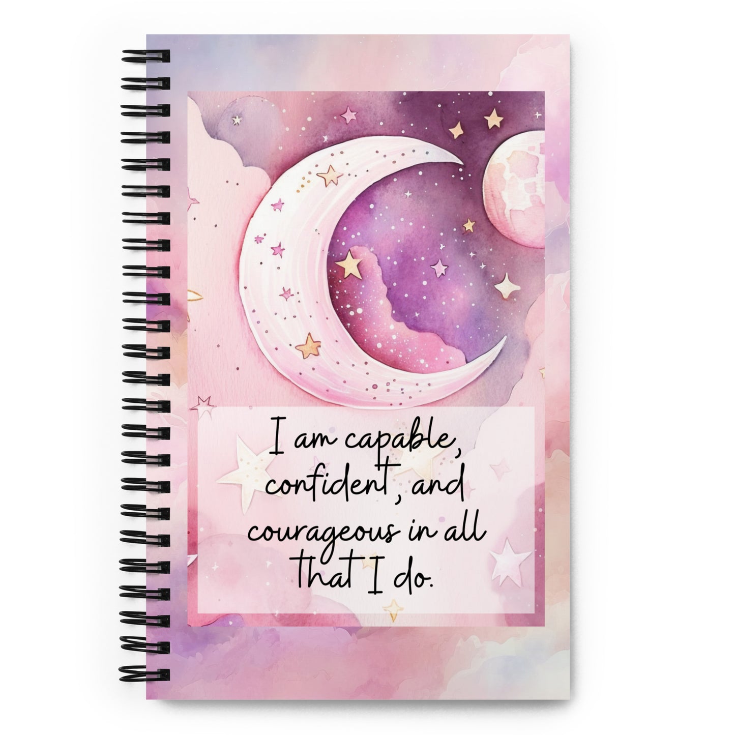 Positivity Affirmation Spiral notebook, I am capable, confident and courageous in all that I do, night, sky