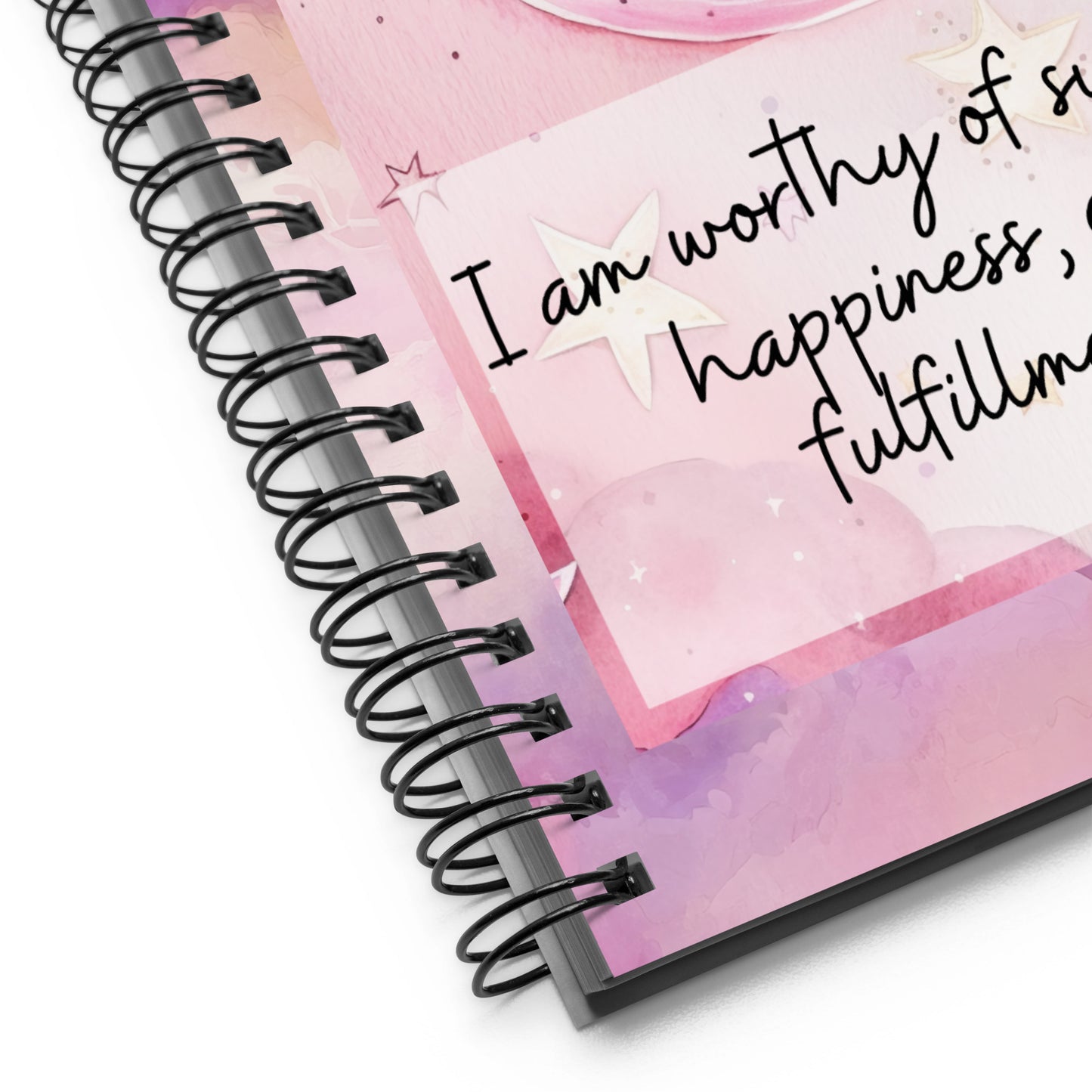 Positivity Affirmation Spiral notebook, I am worthy of success, happiness and fulfillment, night, sky