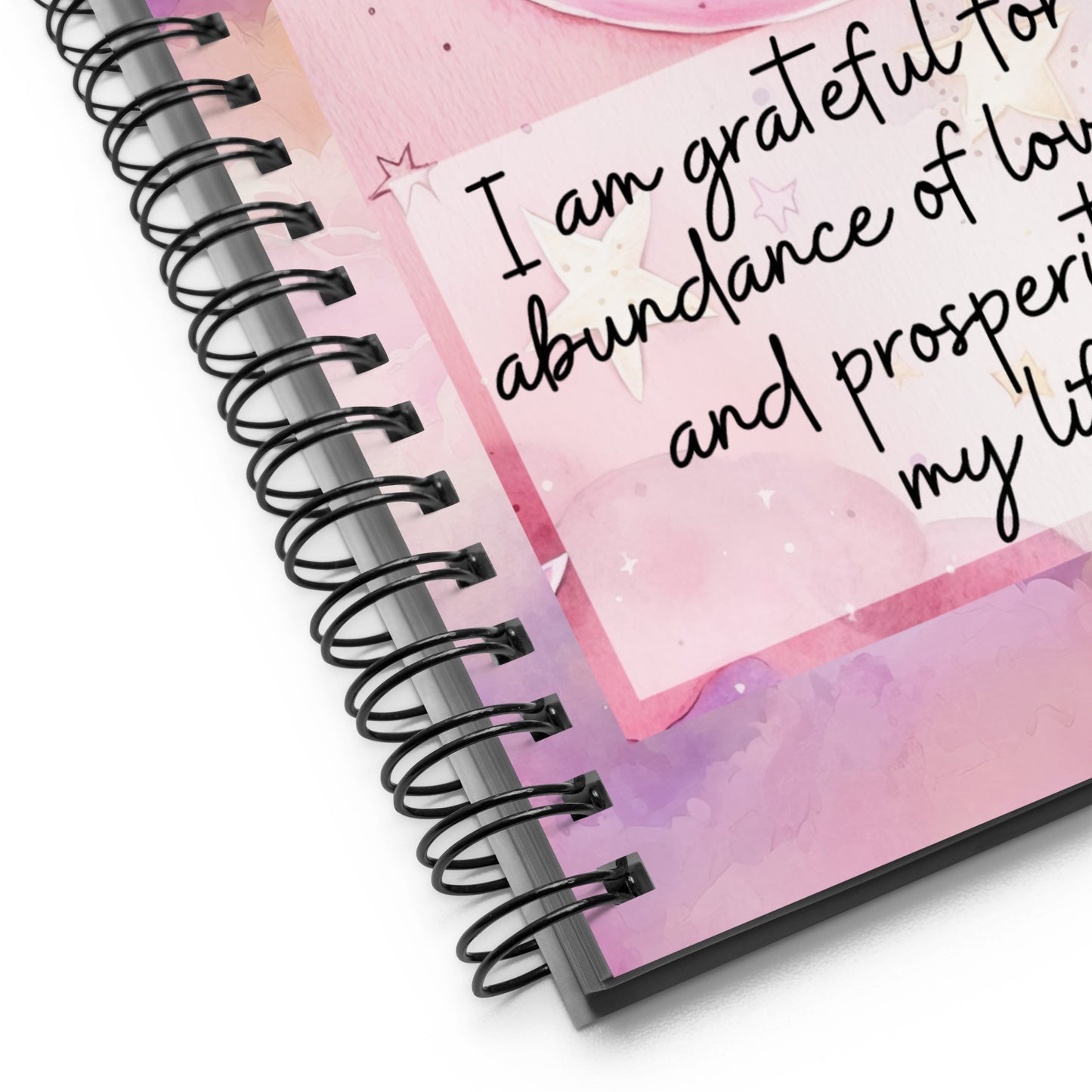 Positivity Affirmation Spiral notebook, I am grateful for the abundance of love, joy, and prosperity in my life, night, sky