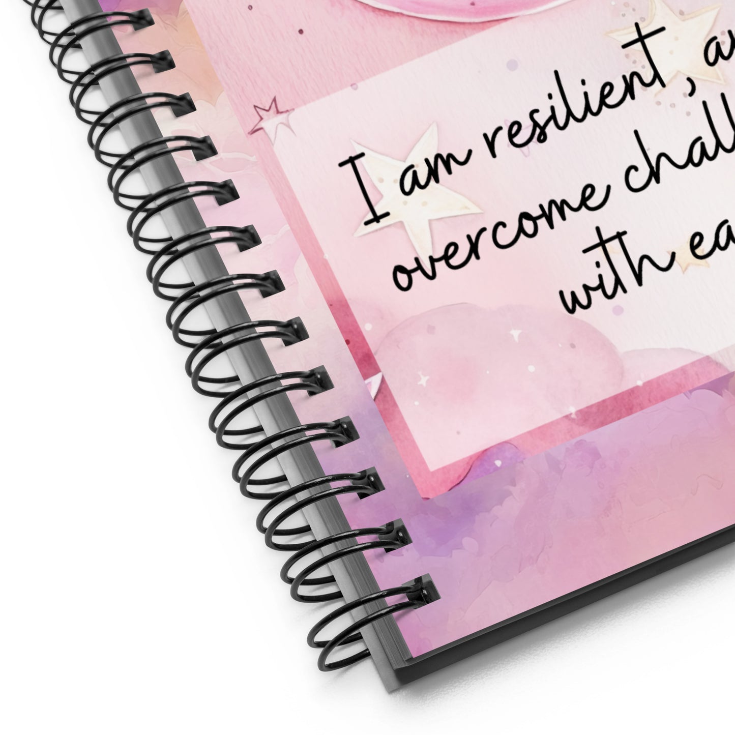 Positivity Affirmation Spiral notebook, I am resilient, I overcome challenges with ease, night, sky