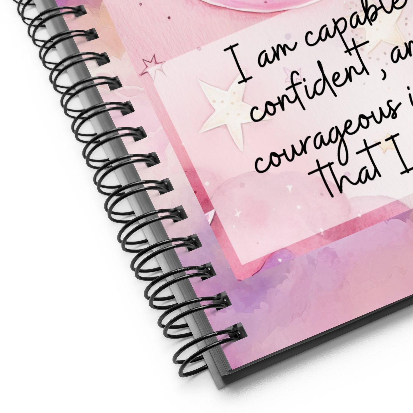 Positivity Affirmation Spiral notebook, I am capable, confident and courageous in all that I do, night, sky