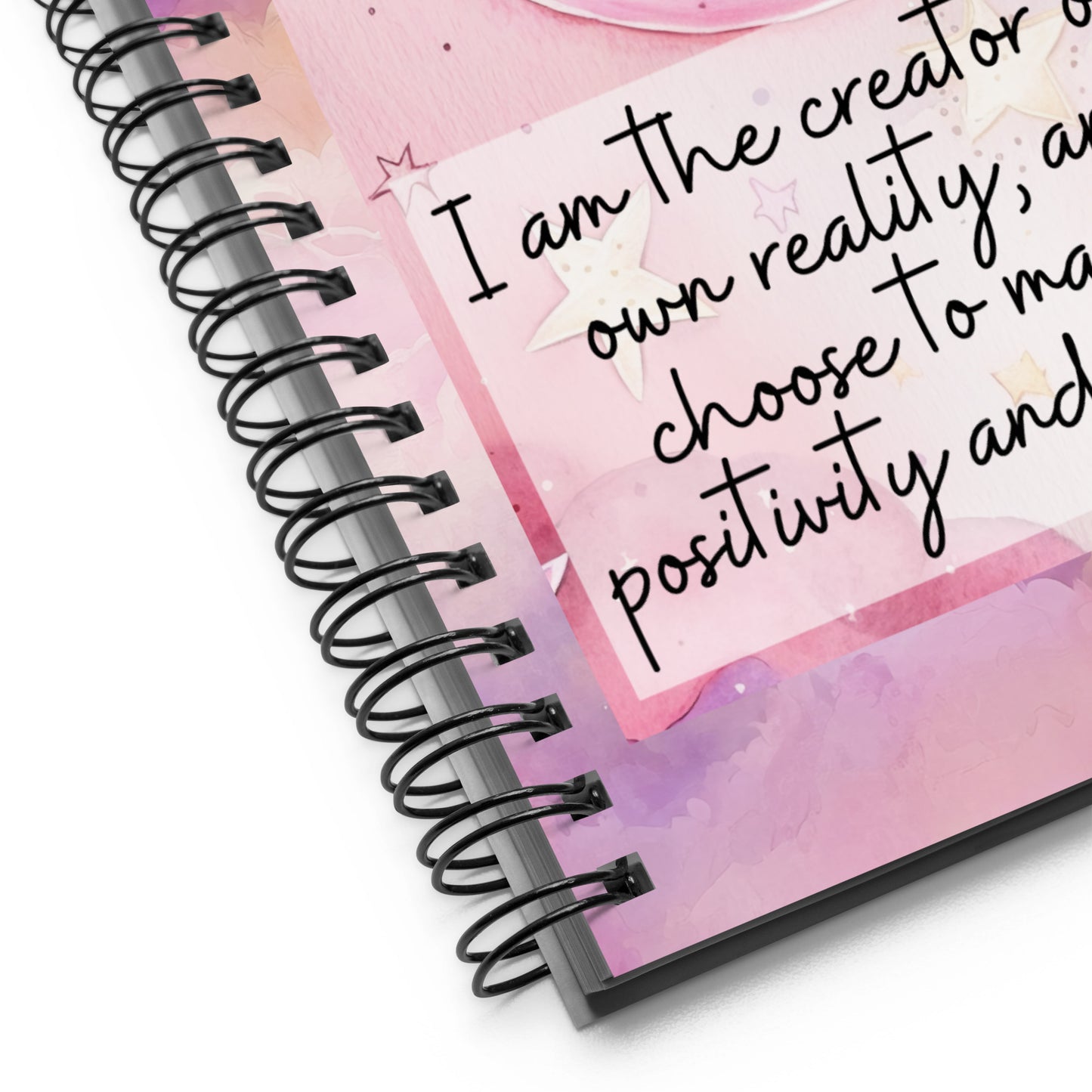 Positivity Affirmation Spiral notebook, I am the creator of my own reality and I choose to manifest positivity and optimism, night, sky