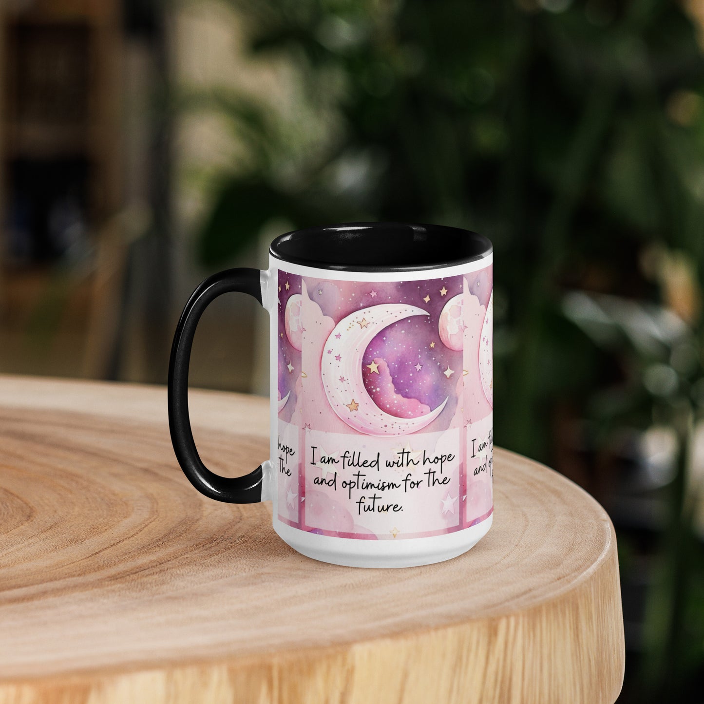 Mug with Color Inside, positivity mug, I am filled with hope and optimism for the future,