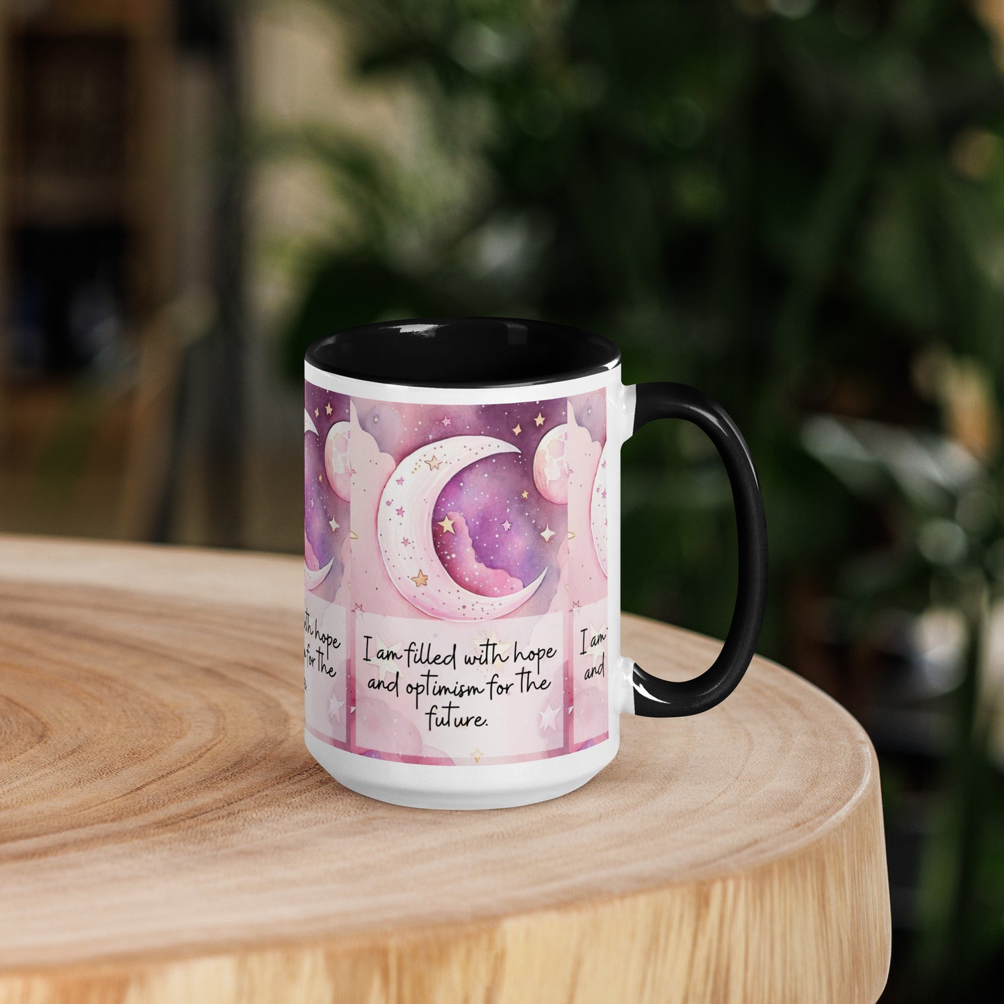 Mug with Color Inside, positivity mug, I am filled with hope and optimism for the future,