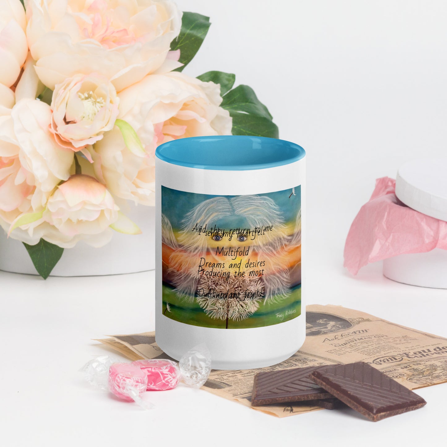 Activated manifestation mug, dreams come true, manifestation, gift for him or her, dandelion pod, wishes