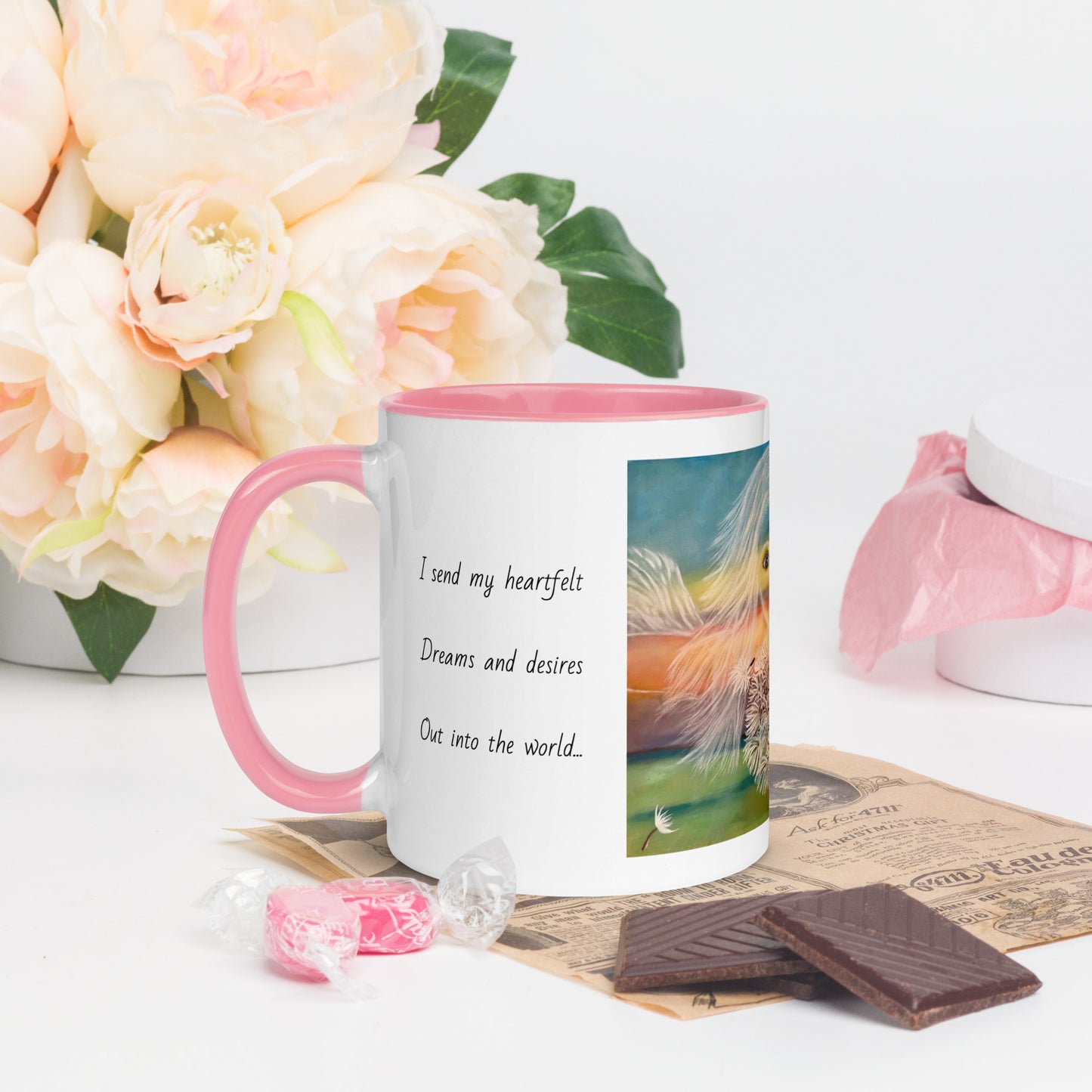 Activated manifestation mug, dreams come true, manifestation, gift for him or her, dandelion pod, wishes