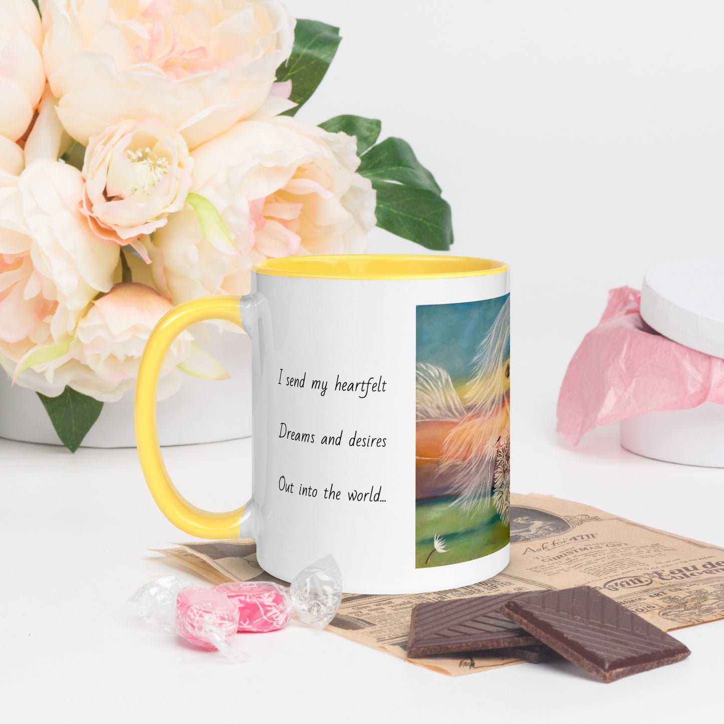 Activated manifestation mug, dreams come true, manifestation, gift for him or her, dandelion pod, wishes