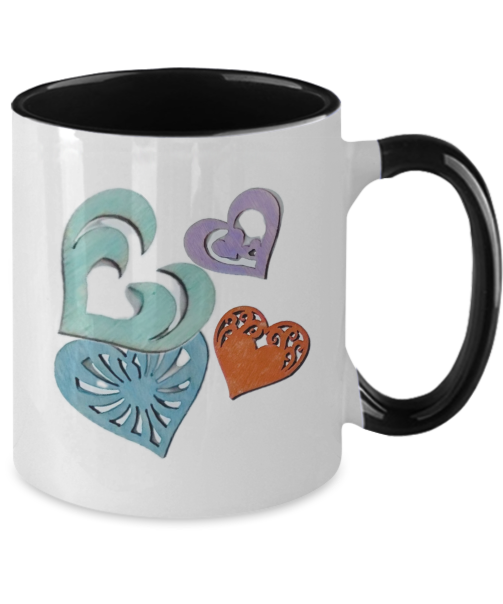 11oz two tone coffee cup, love message mug, choice of colors, love in every shade and shape sings your name to my heart