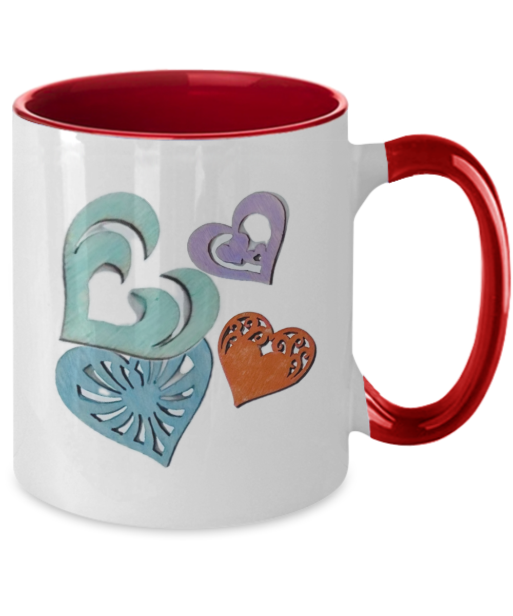 11oz two tone coffee cup, love message mug, choice of colors, love in every shade and shape sings your name to my heart