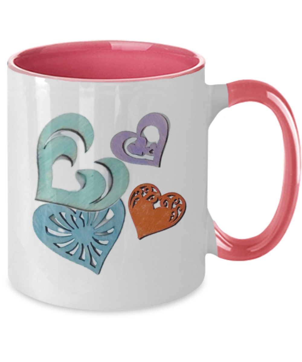 11oz two tone coffee cup, love message mug, choice of colors, love in every shade and shape sings your name to my heart