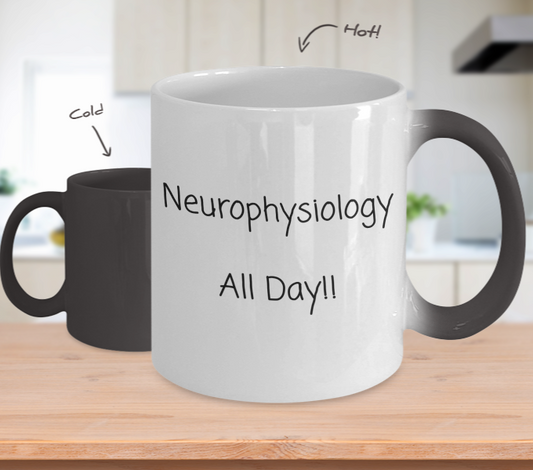 Color changing, coffee cup mug, 11oz, Today is a good day, I get to do Neurophysiology all day, gift for him or her