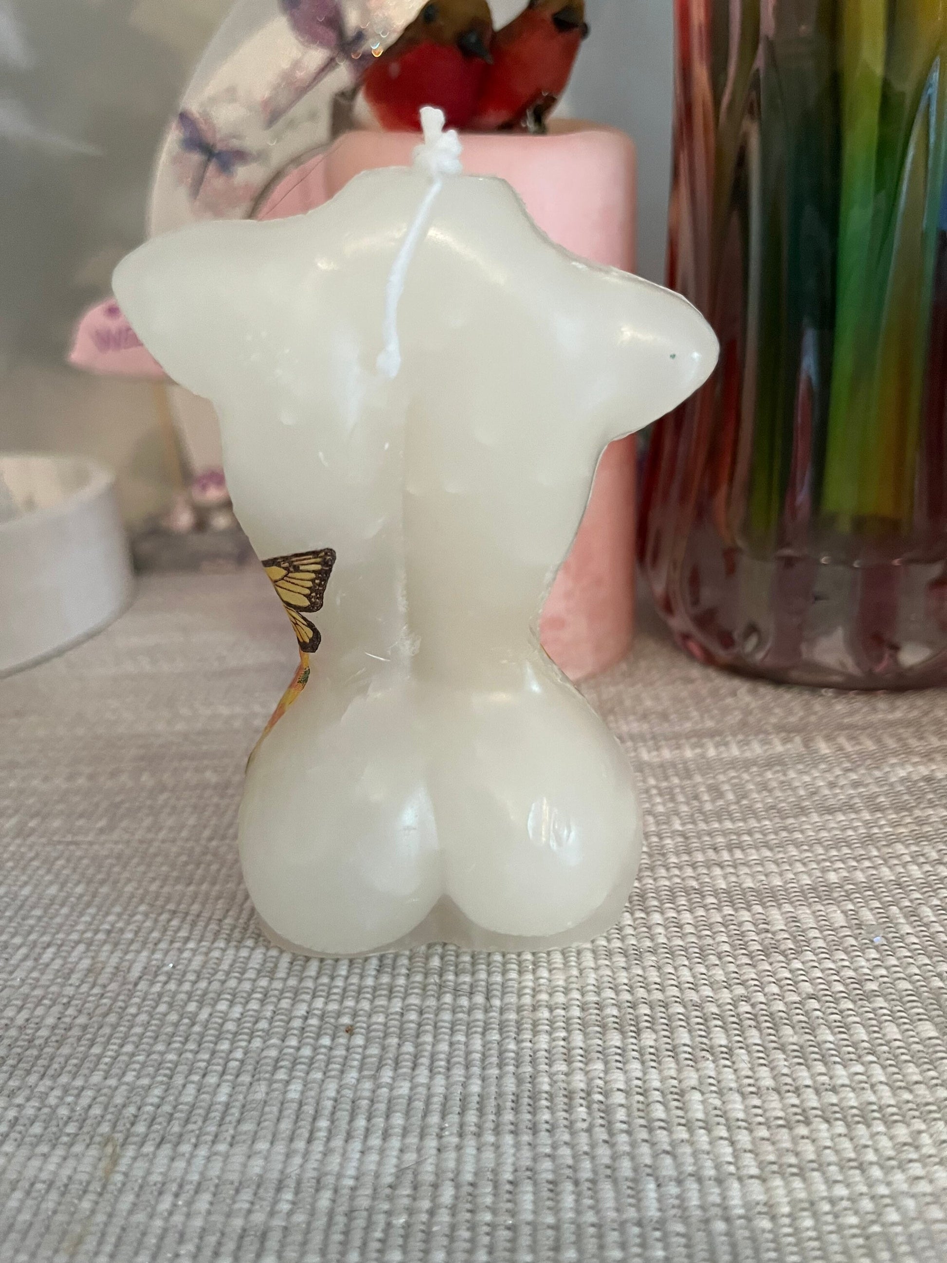 Naked lady figure candle sunflower