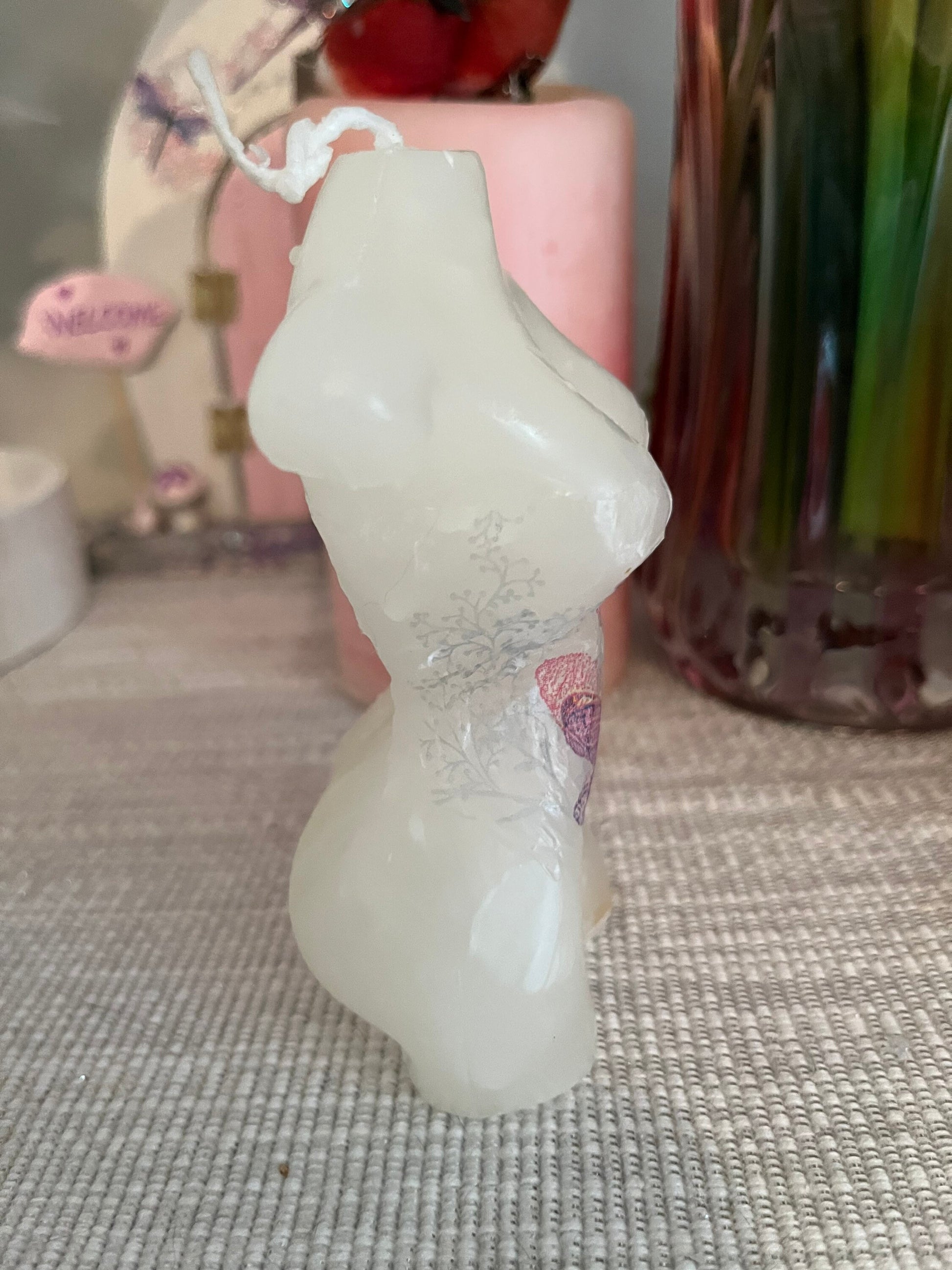 Naked lady figure candle dragonflies (front)