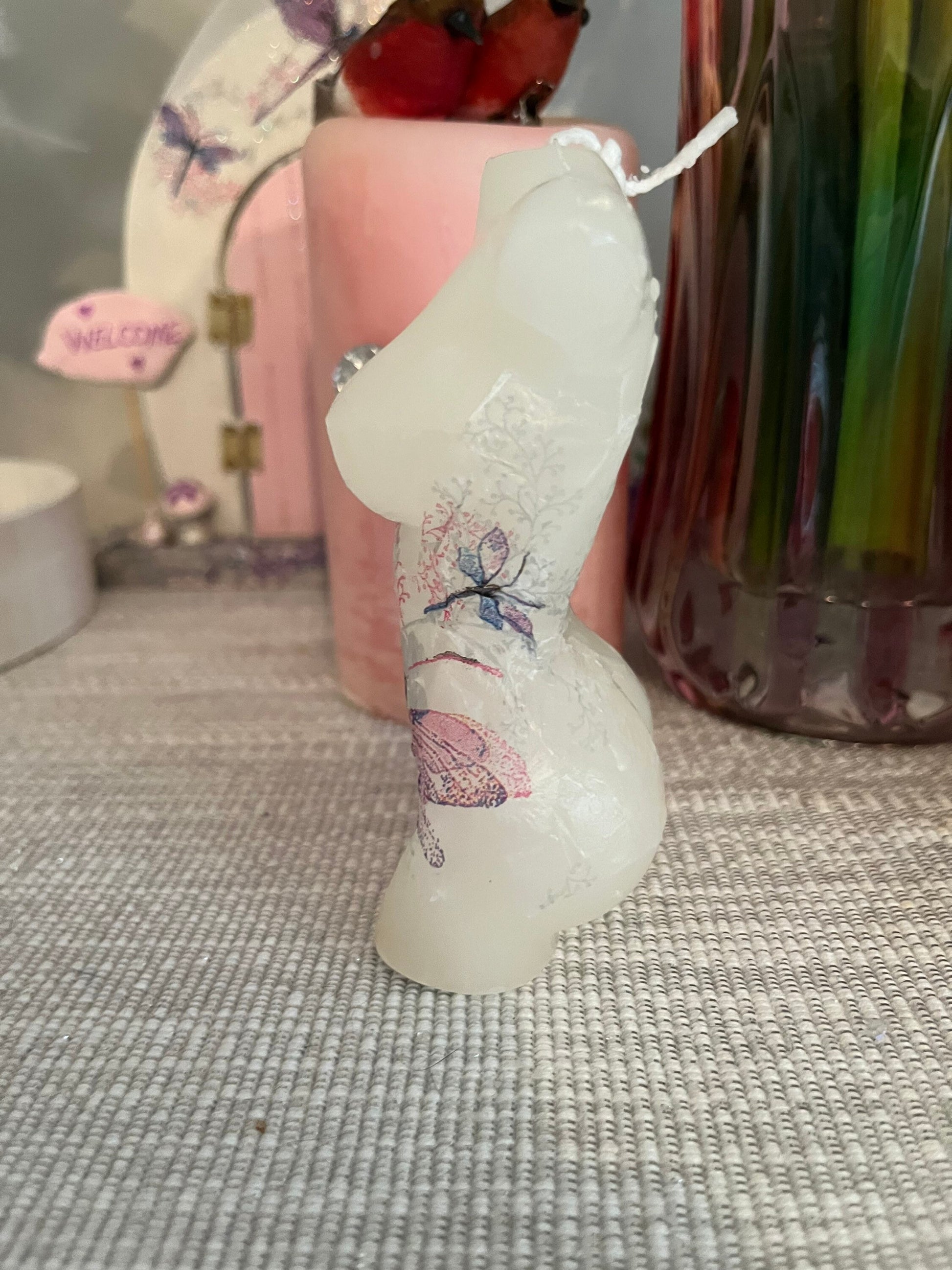 Naked lady figure candle dragonflies (front)