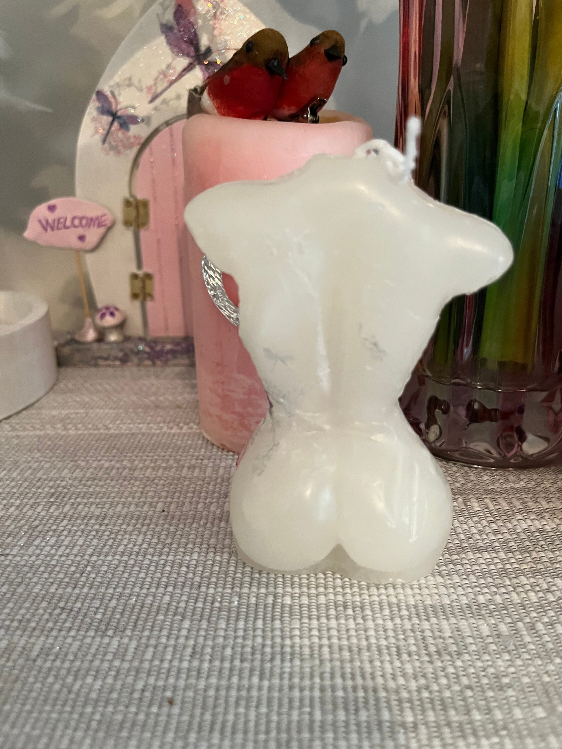 Naked lady figure candle dragonflies (front)