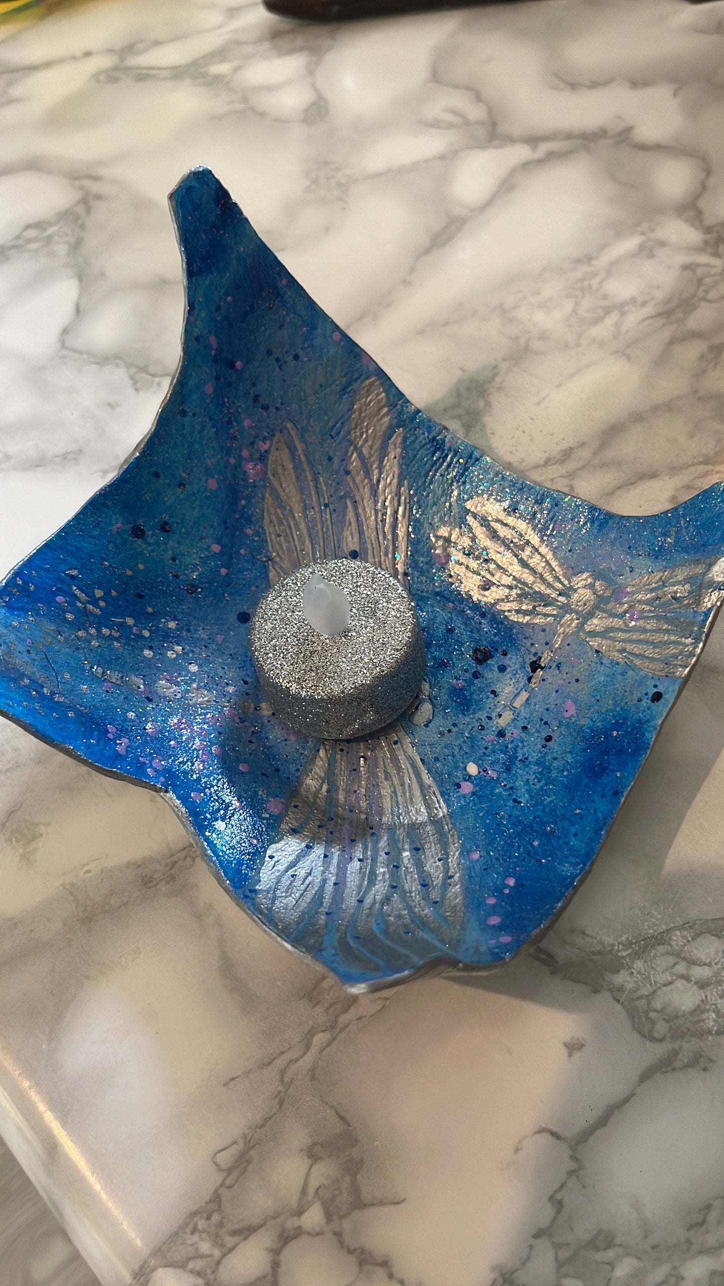 Dragonfly trinket tray/candle holder