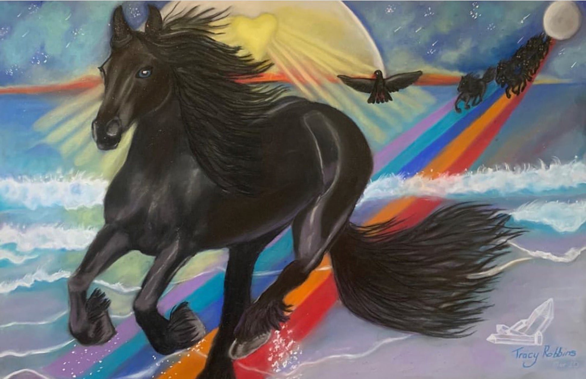 A4 or A3 Art Print- Healing Art Arrival (Black cosmic horse)