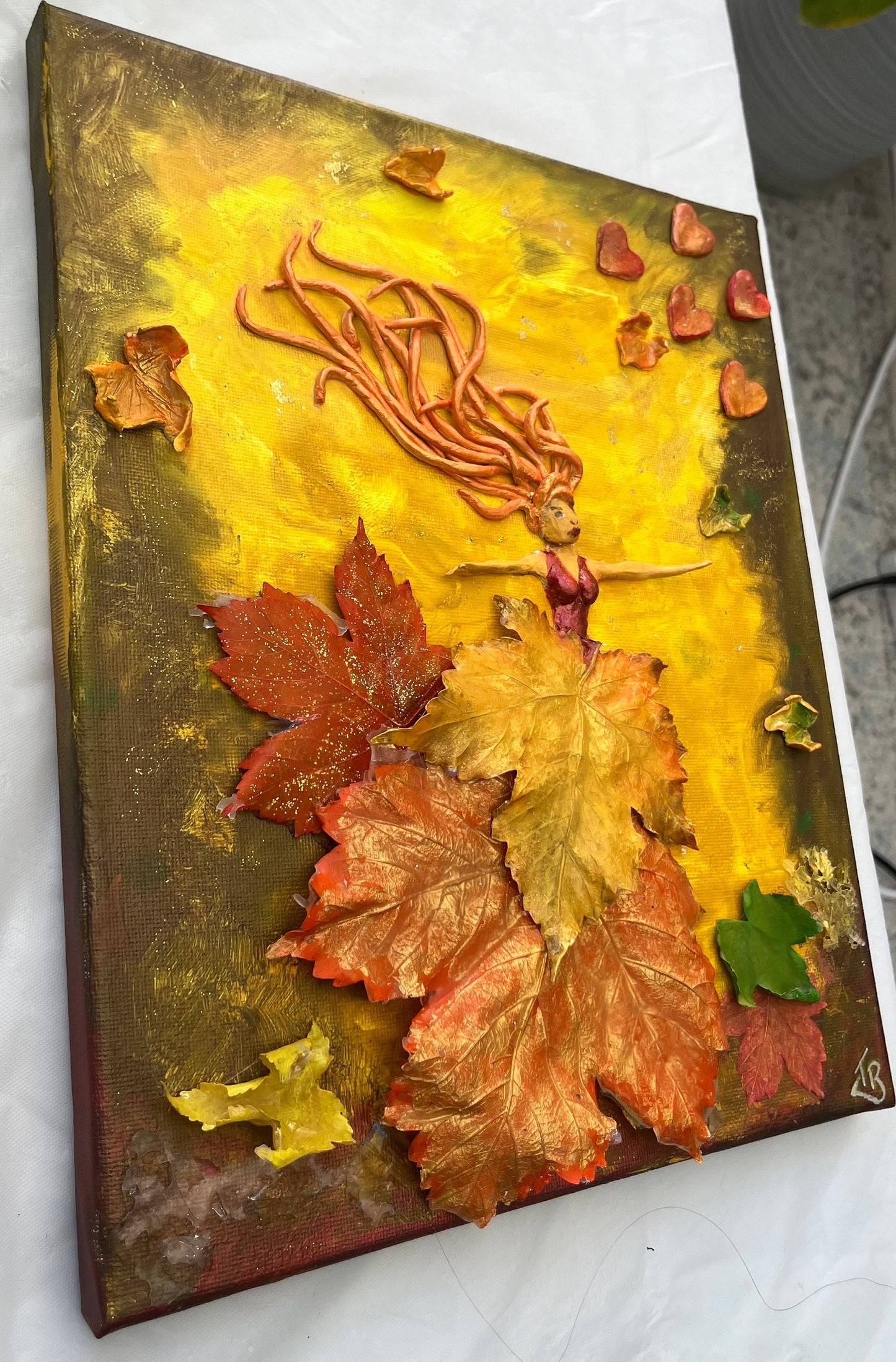 Autumn elemental with leaves 3D painting on canvas