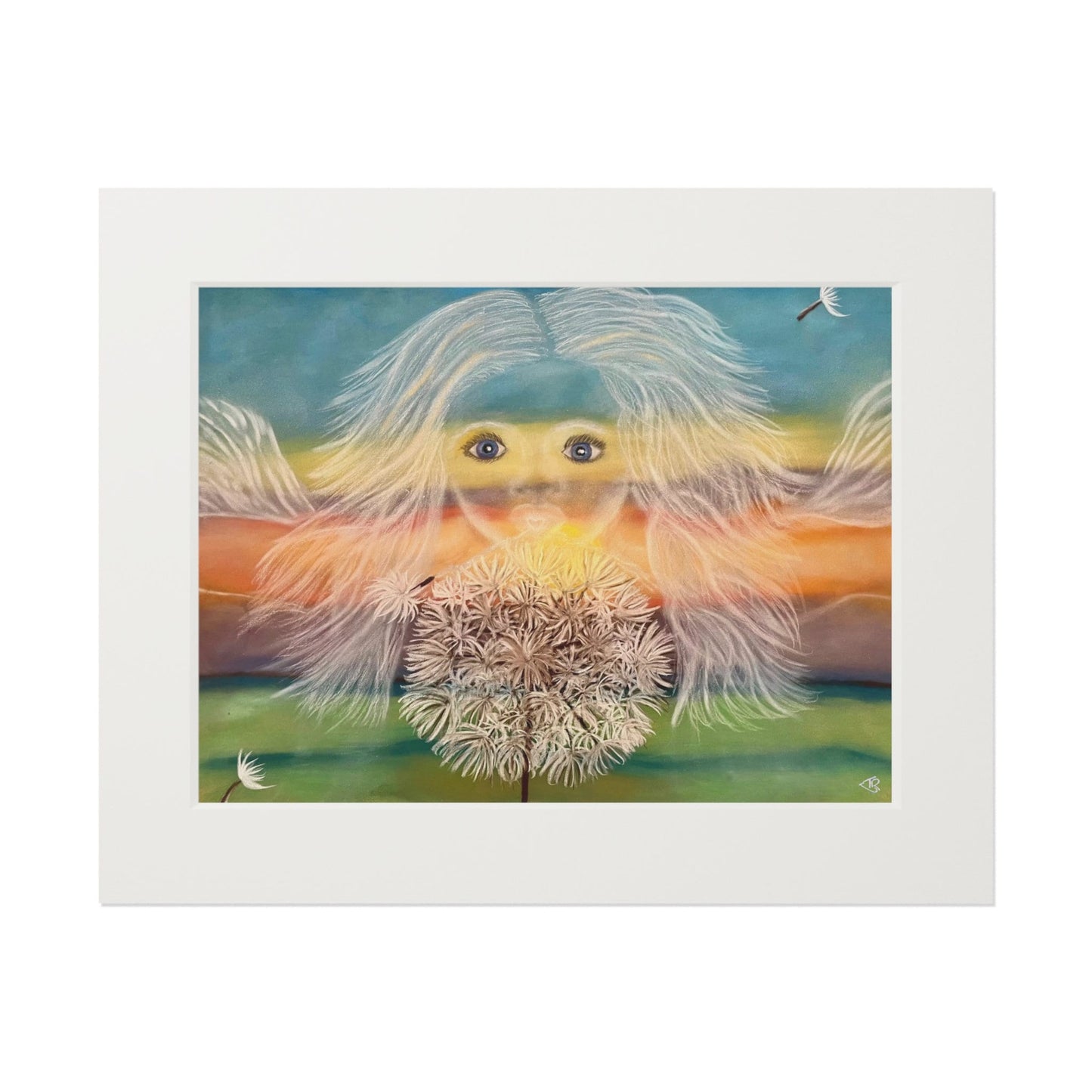 Fine Art Prints (Passepartout Paper Frame) Wishes manifest, energy art, healing print, wind spirit blowing hearts desires into form