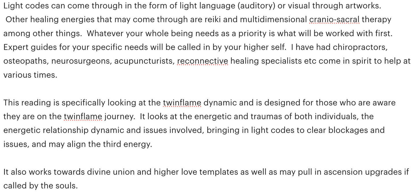 Multidimensional Channelled video reading: Receive video of your reading which contains healing/upgrades/light codes specific to your issue