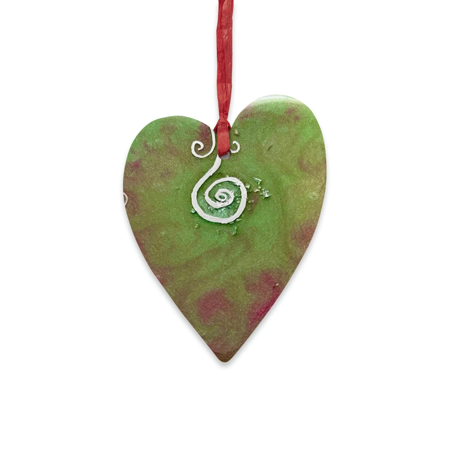 Heart shaped Wooden Ornament, fridge magnet, contains light codes to help your release, detox and upshift