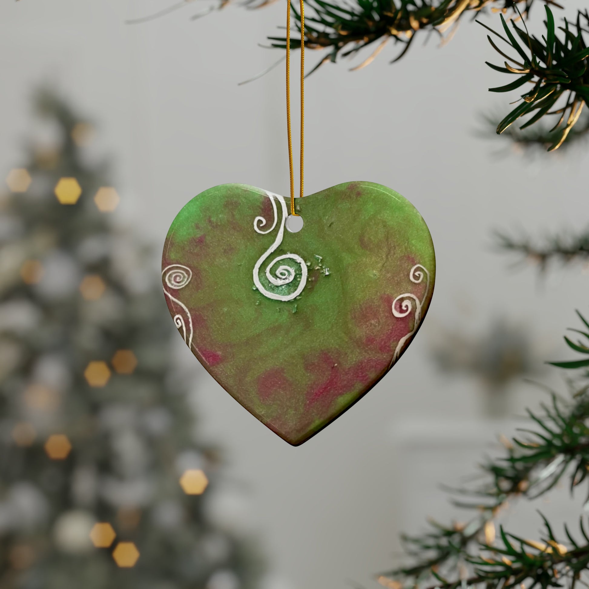 Heart shaped Ceramic Ornaments/Coasters, 2-Side Print, (1pc, 3pcs, 5pcs, 10pcs), contains light codes to