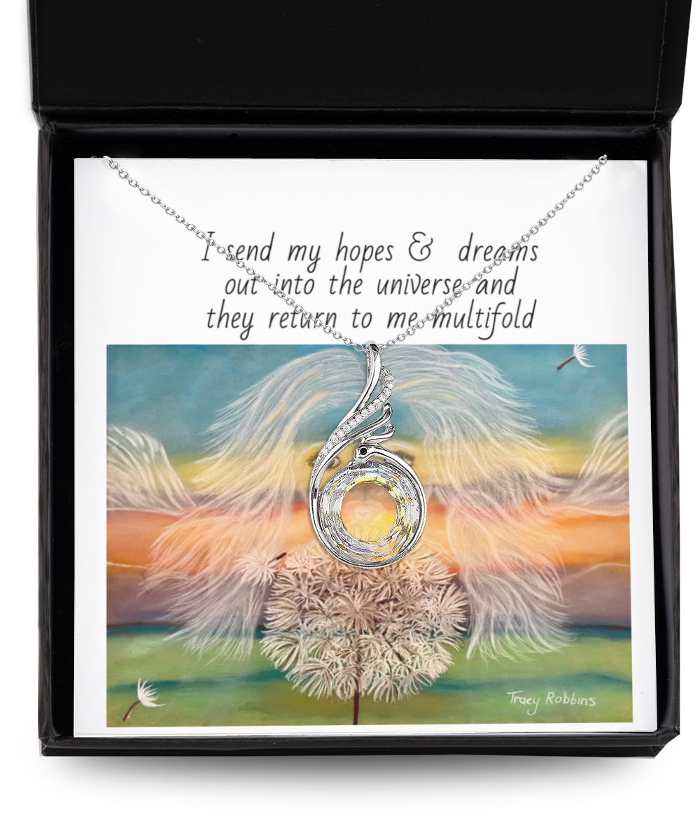 Dreams manifest pendant, affirmation, dreams come true, energised with light codes/healing energy, energy art