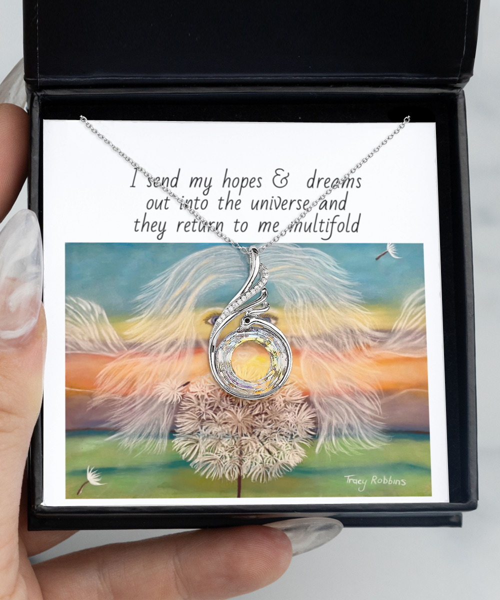 Dreams manifest pendant, affirmation, dreams come true, energised with light codes/healing energy, energy art