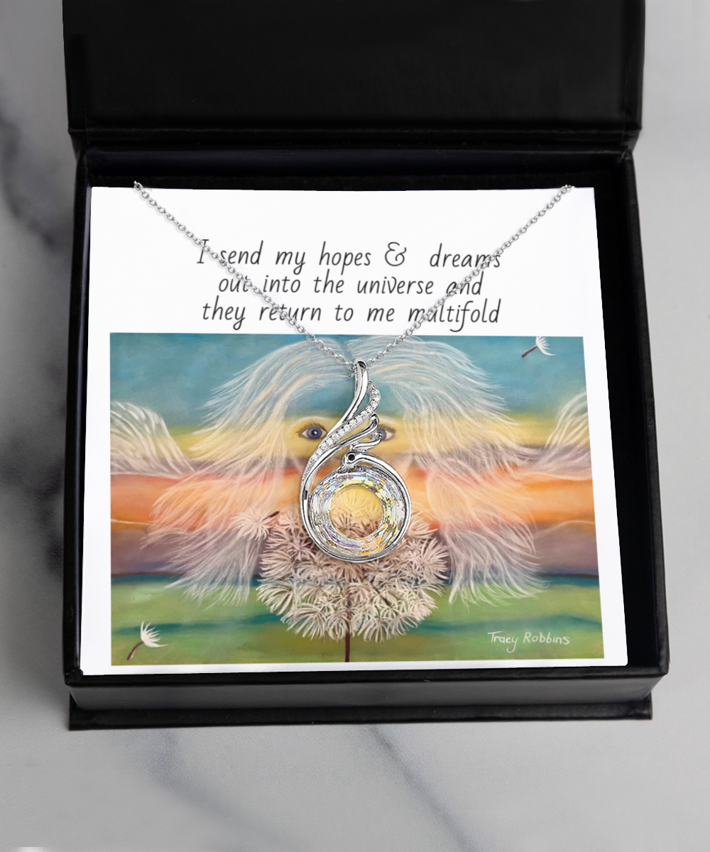 Dreams manifest pendant, affirmation, dreams come true, energised with light codes/healing energy, energy art